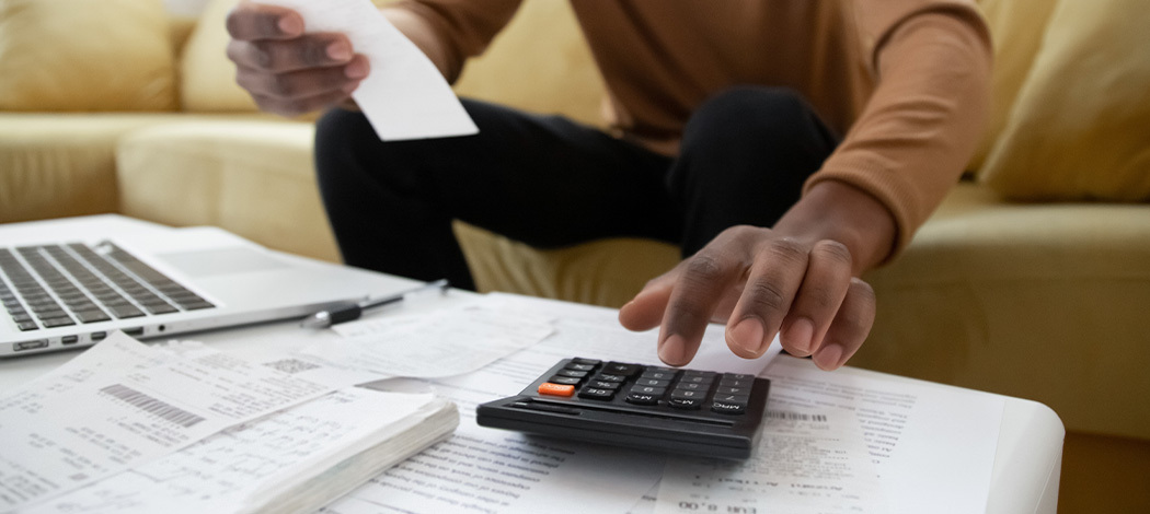 man managing his finances