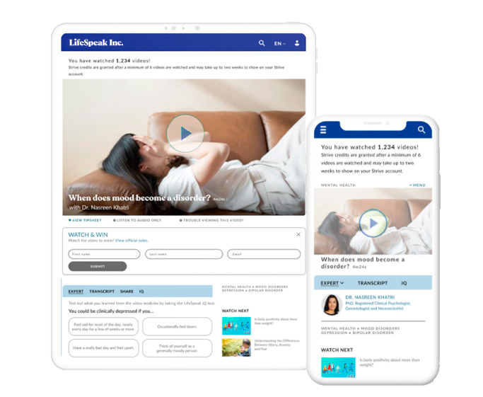 Employee mental health platform overview on mobile and tablet devices