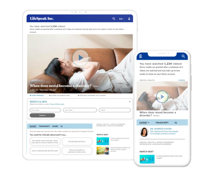 Employee mental health platform overview on mobile and tablet devices