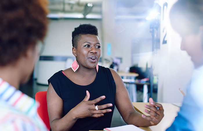 Woman leading a meeting