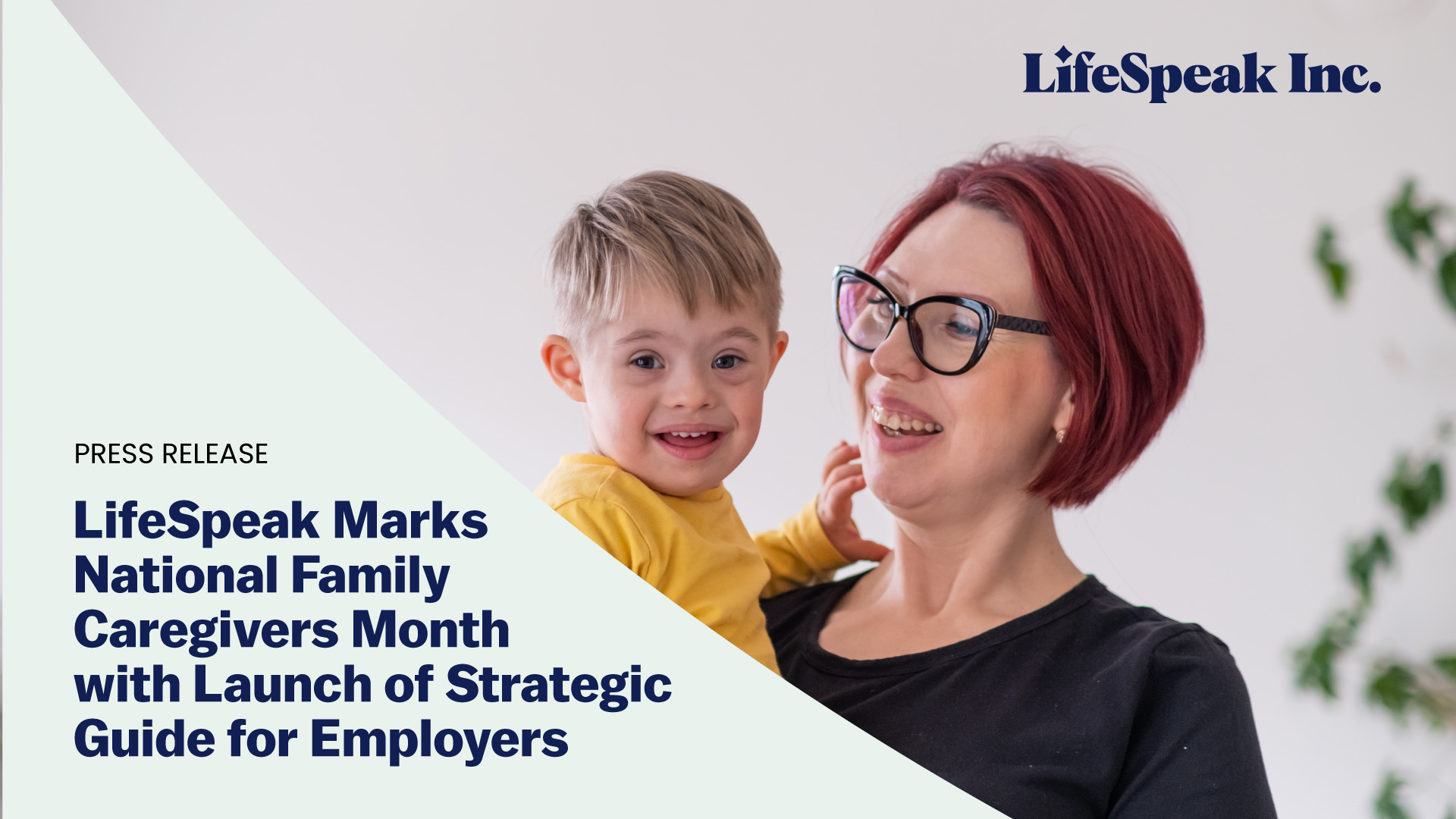 A smiling woman holding her young child at home, symbolizing the balance between caregiving and work — featured image for LifeSpeak’s press release on supporting caregivers in the workplace.