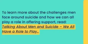 Text link to resource guide for having supportive conversations about suicide, displayed on teal background