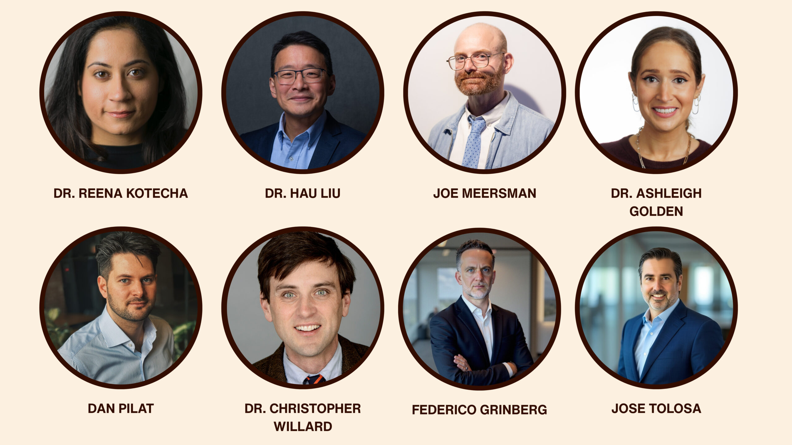 Group photo of diverse professionals with names shown below each portrait.